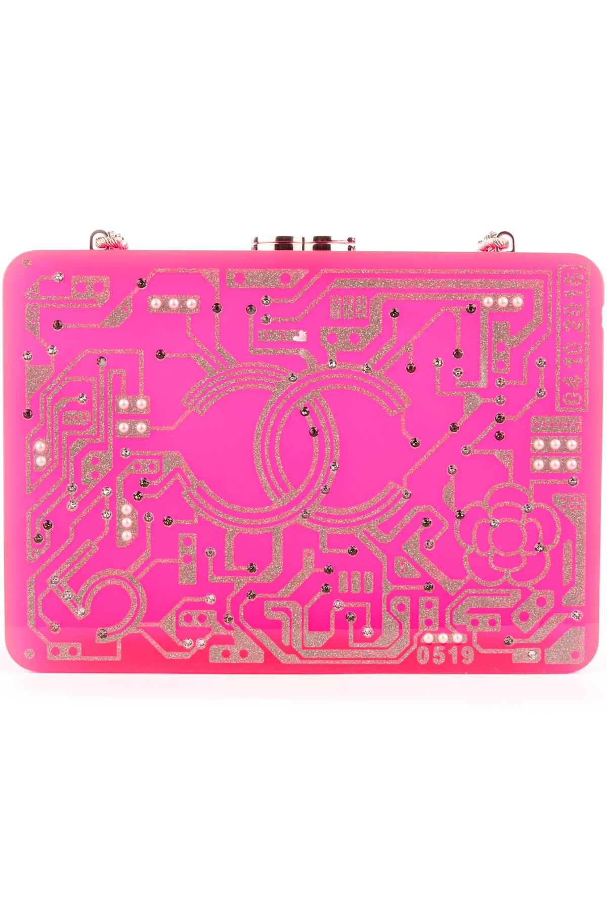 CHANEL PINK 2017-2018 MOTHERBOARD MINAUDIERE PLEXIGLASS CLUTCH