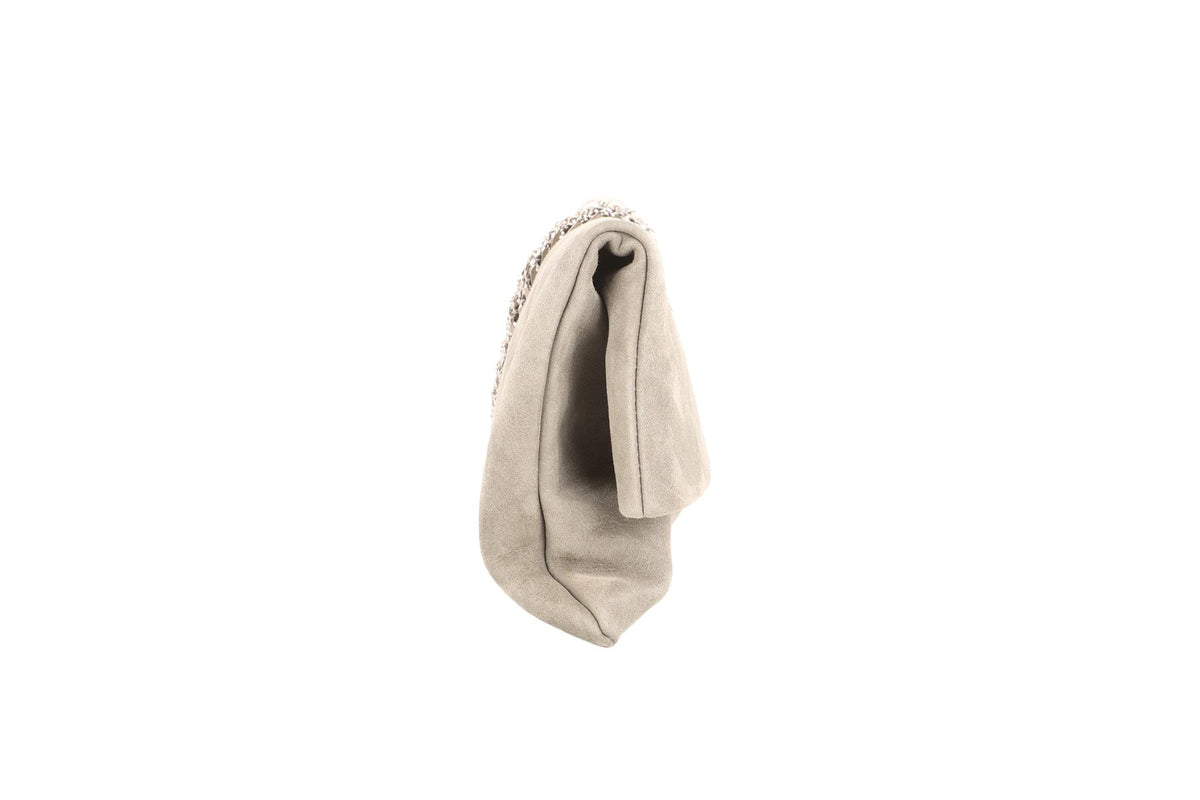 JIMMY CHOO GREY SUEDE CLUTCH