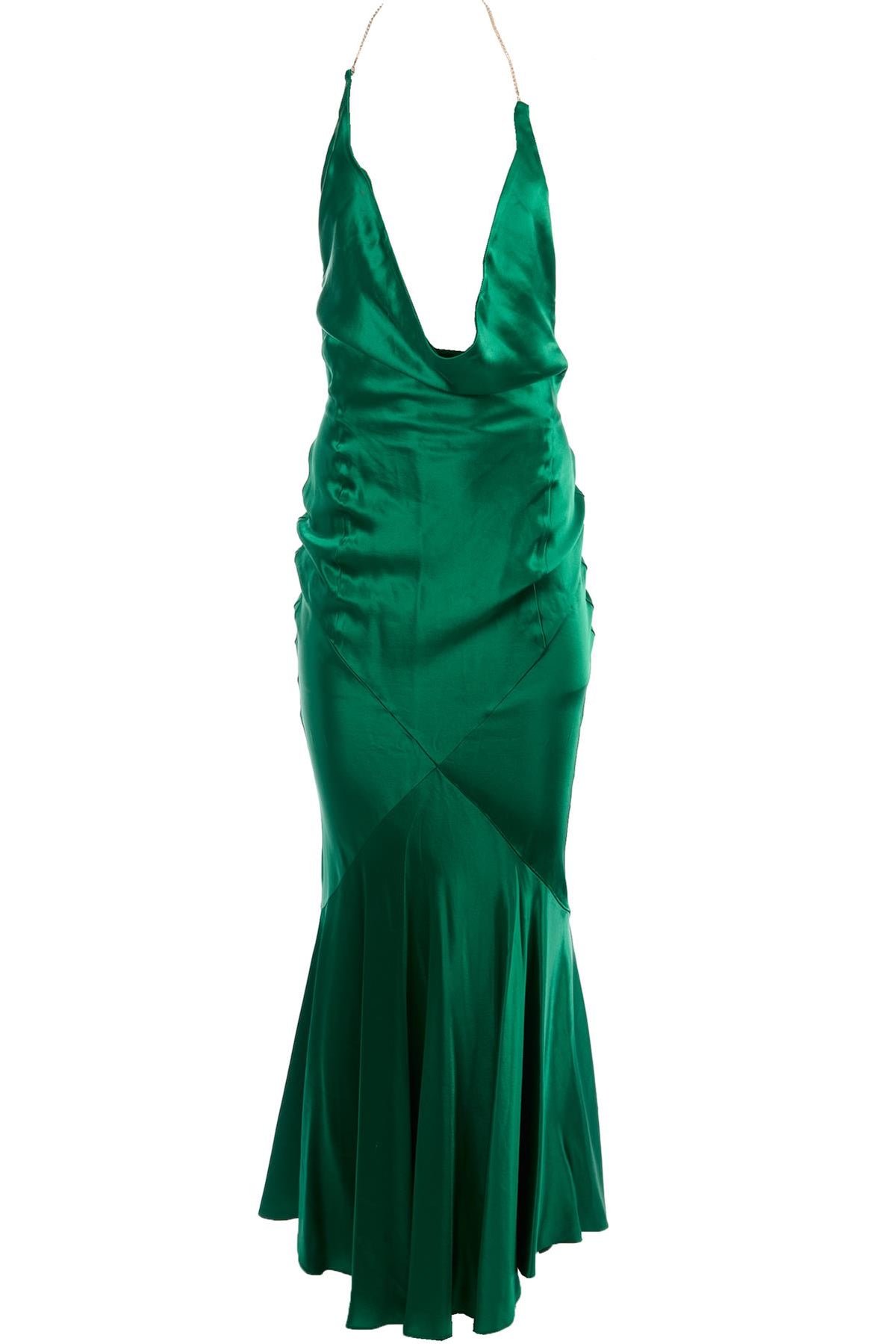 RETROFETE GREEN SILK MAXI DRESS XSMALL