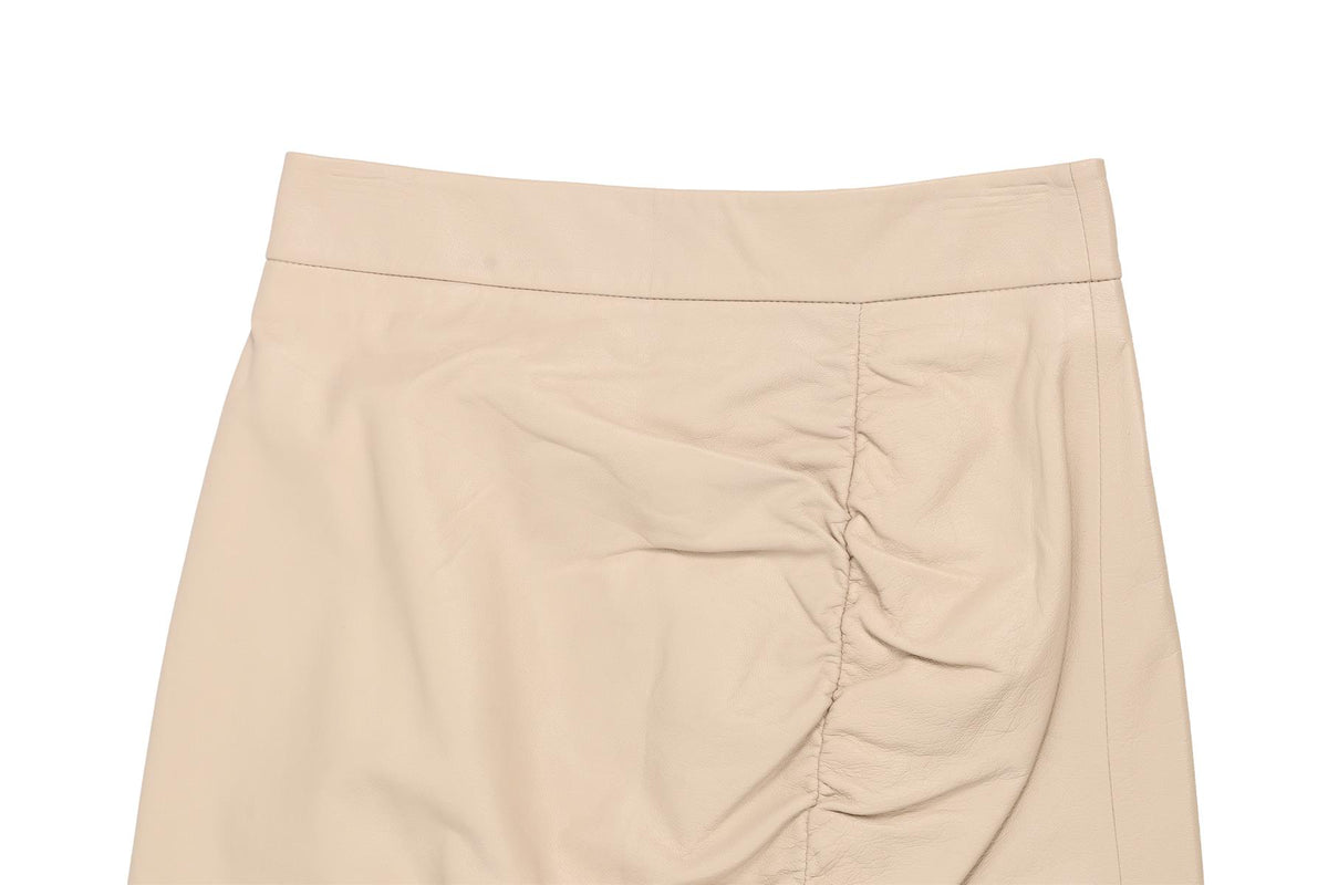 ZEYNAP ARCAY TAUPE LEATHER MIDI SKIRT FR 36 UK 8