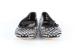 MIU MIU BLACK CRYSTAL BALLET FLATS EU 39.5 UK 6.5 US 9.5