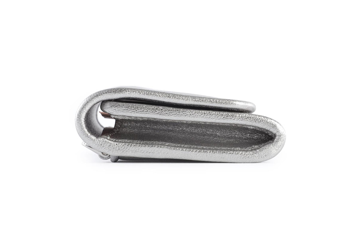 MIU MIU SILVER LEATHER WALLET ON CHAIN