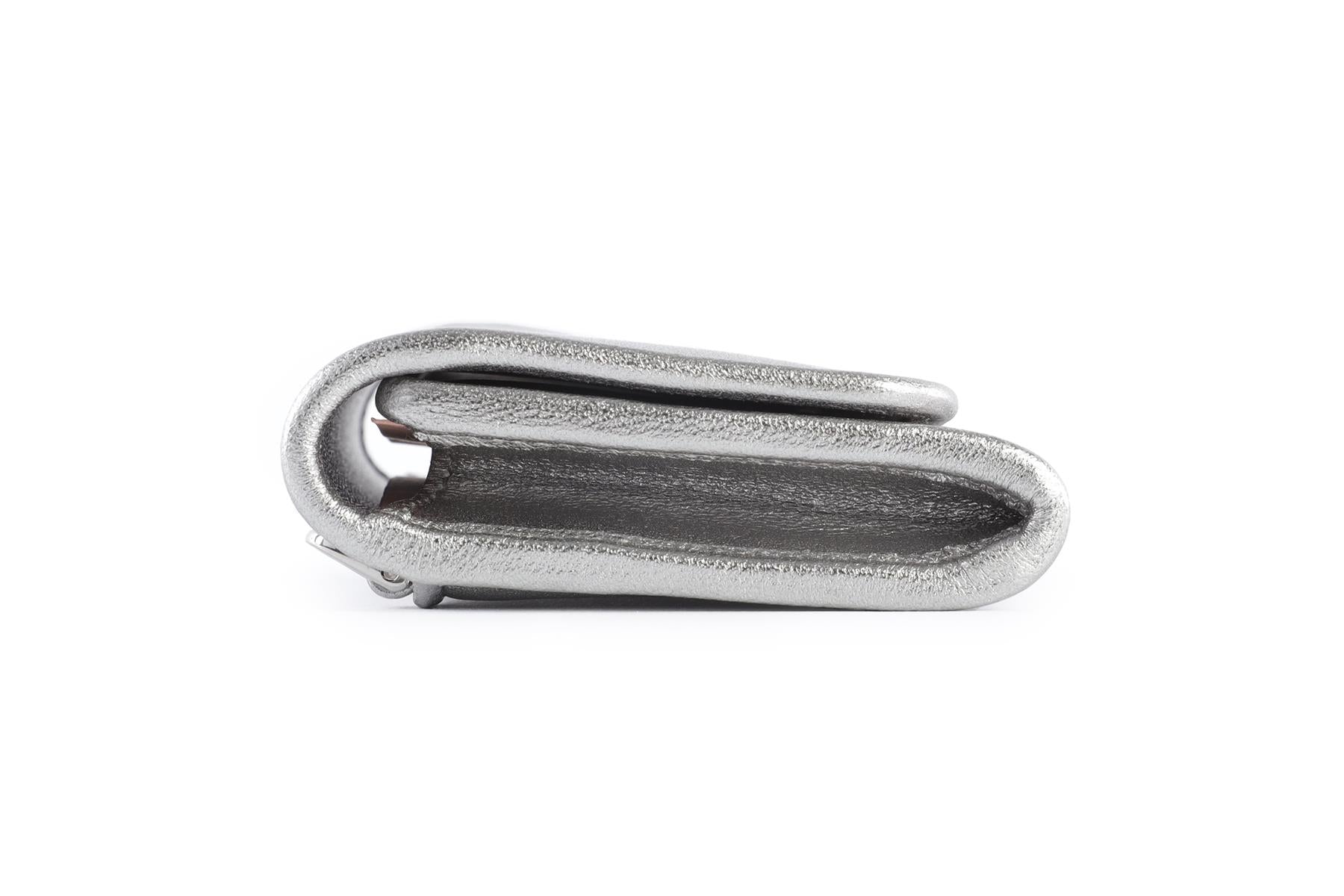 MIU MIU SILVER LEATHER WALLET ON CHAIN
