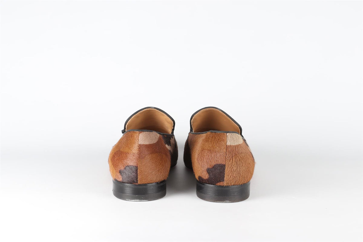 CHRISTIAN LOUBOUTIN BROWN MEN'S CALF HAIR LOAFERS EU 42 UK 8 US 9