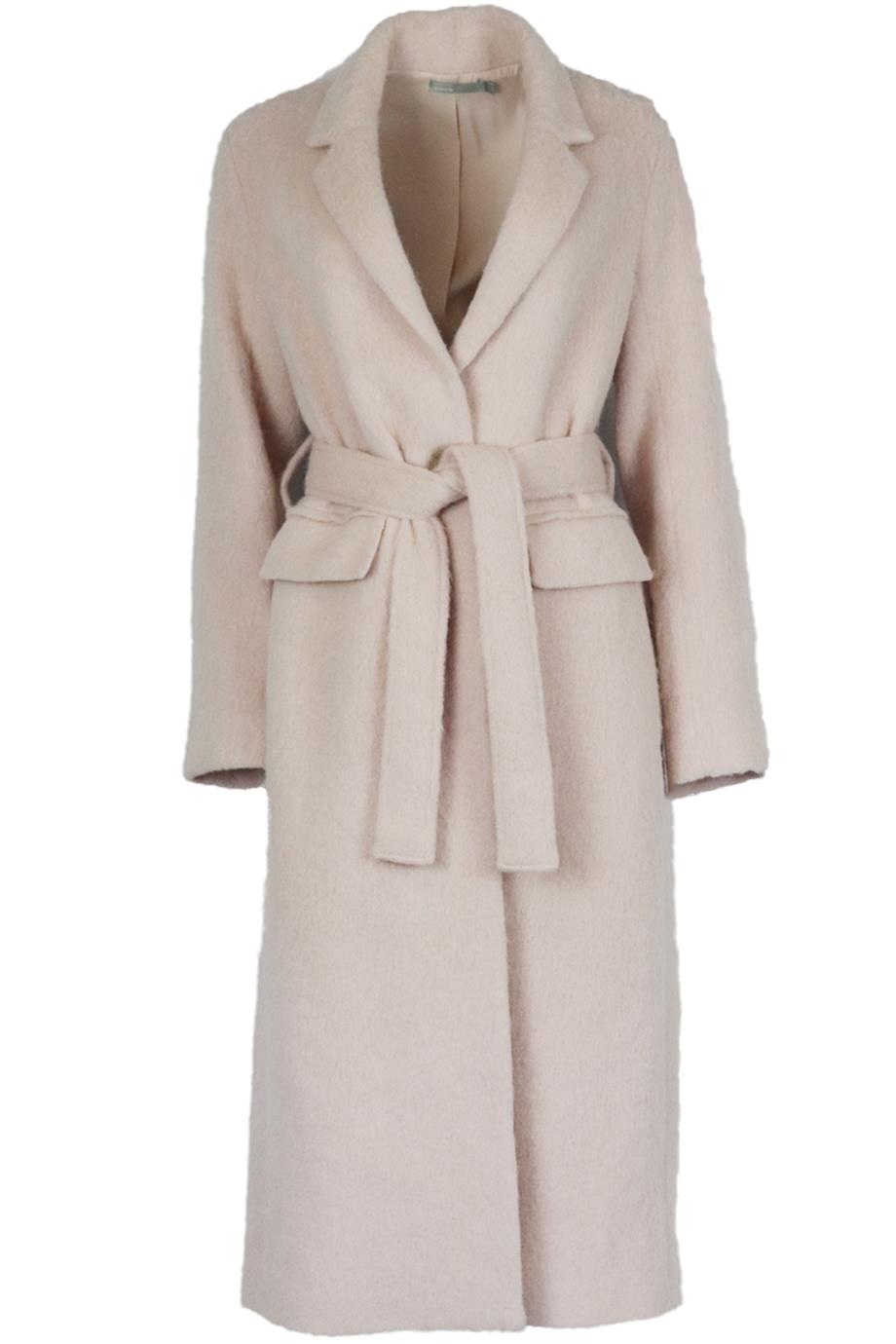 VINCE BELTED BRUSHED WOOL BLEND COAT LARGE