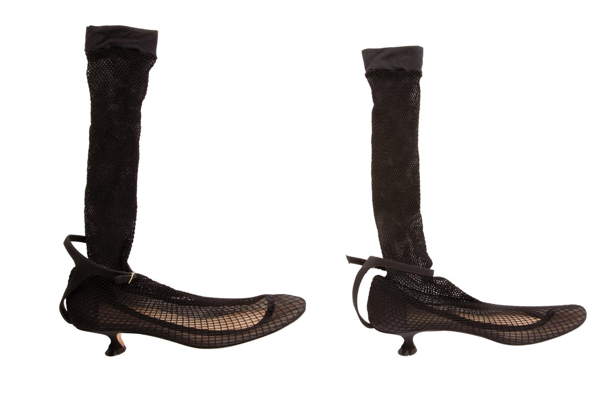 CHRISTIAN DIOR BLACK MESH KNEE HIGH BOOTS EU 39 UK 6 US 9