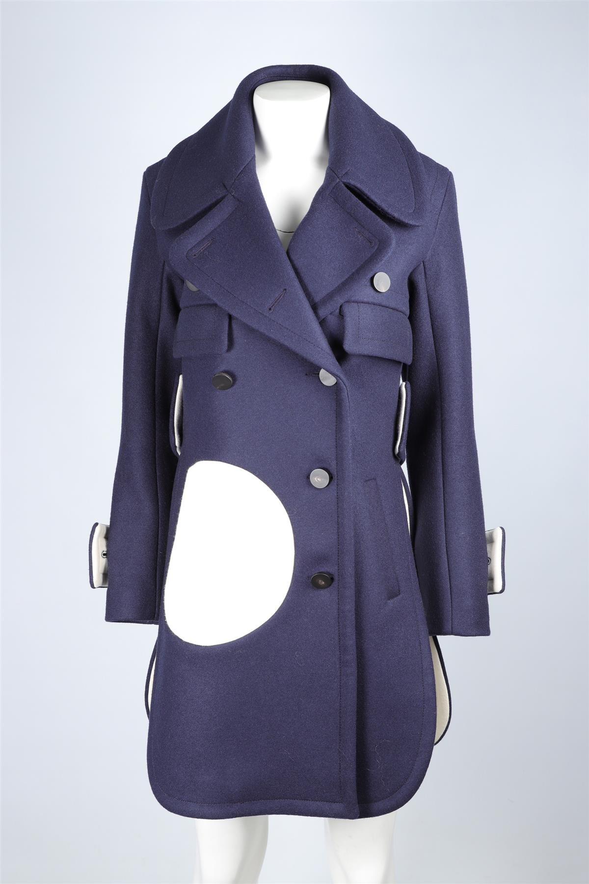 EUDON CHOI NAVY WOOL COAT UK 6