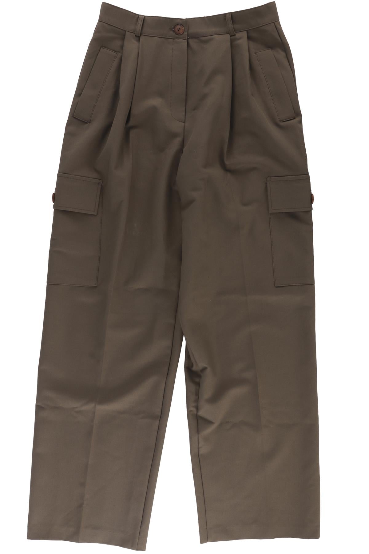 THE FRANKIE SHOP GREEN WOVEN STRAIGHT LEG PANTS MEDIUM