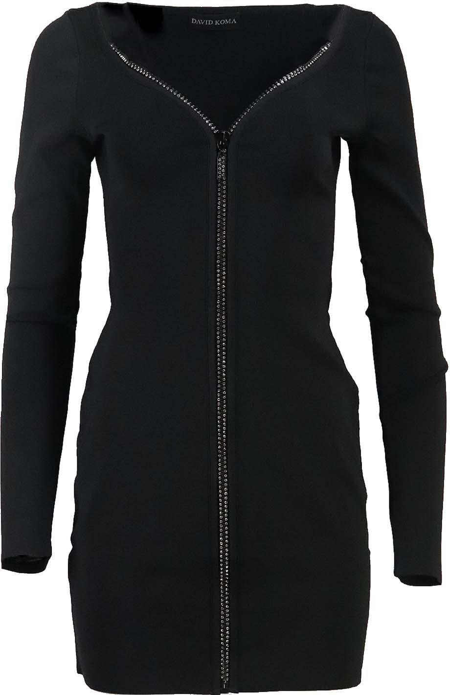DAVID KOMA EMBELLISHED STRETCH KNIT MINI DRESS LARGE