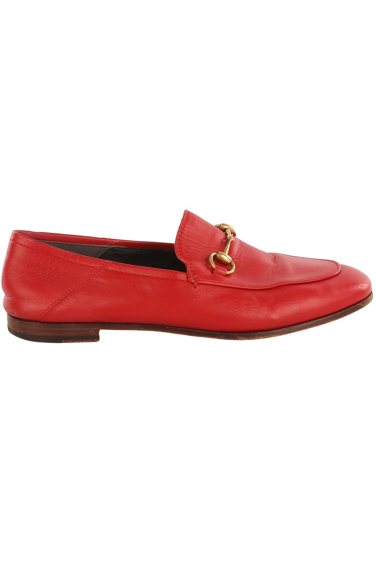 GUCCI RED BRIXTON LEATHER LOAFERS EU 37 UK 4