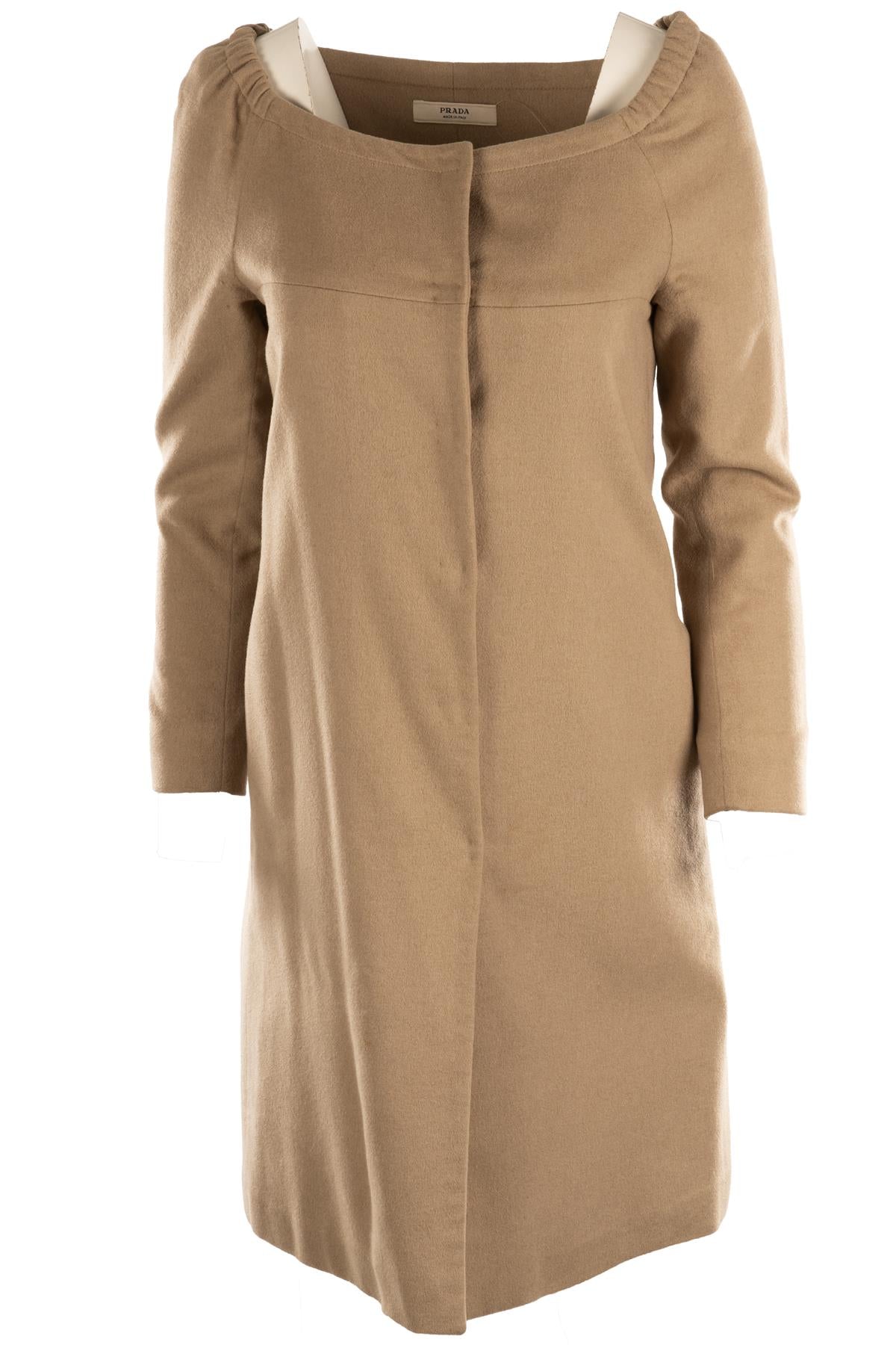 PRADA BEIGE CAMEL COAT IT 38 UK 6