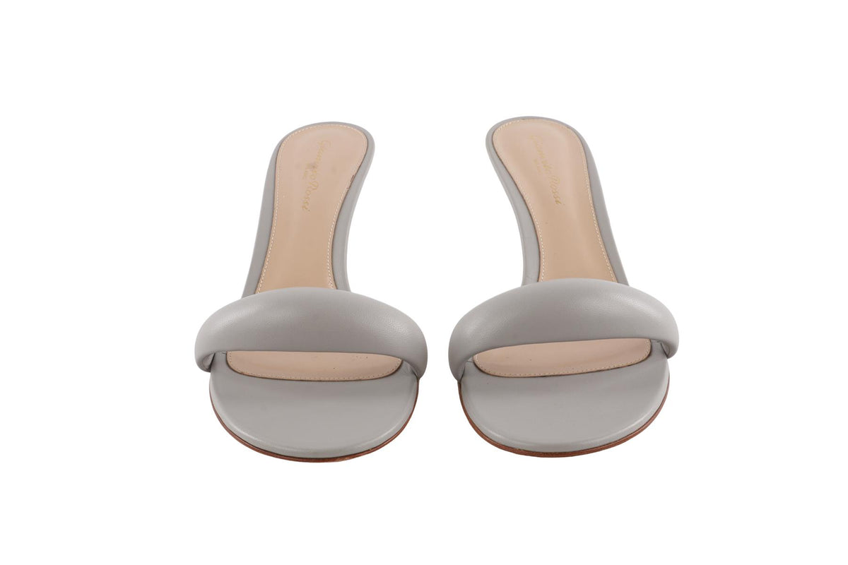 GIANVITO ROSSI GREY LEATHER MULES EU 39.5 UK 6.5 US 9.5