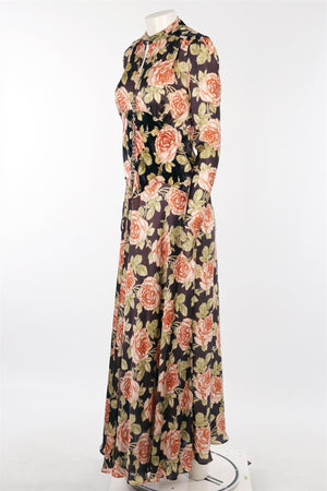 PACO RABANNE MULTI SATIN MAXI DRESS FR 38 UK 10