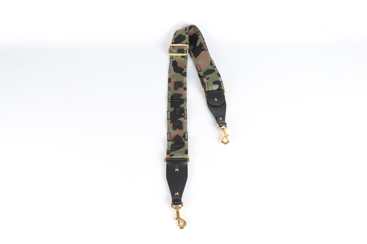 VALENTINO GREEN CANVAS AND LEATHER BAG STRAP