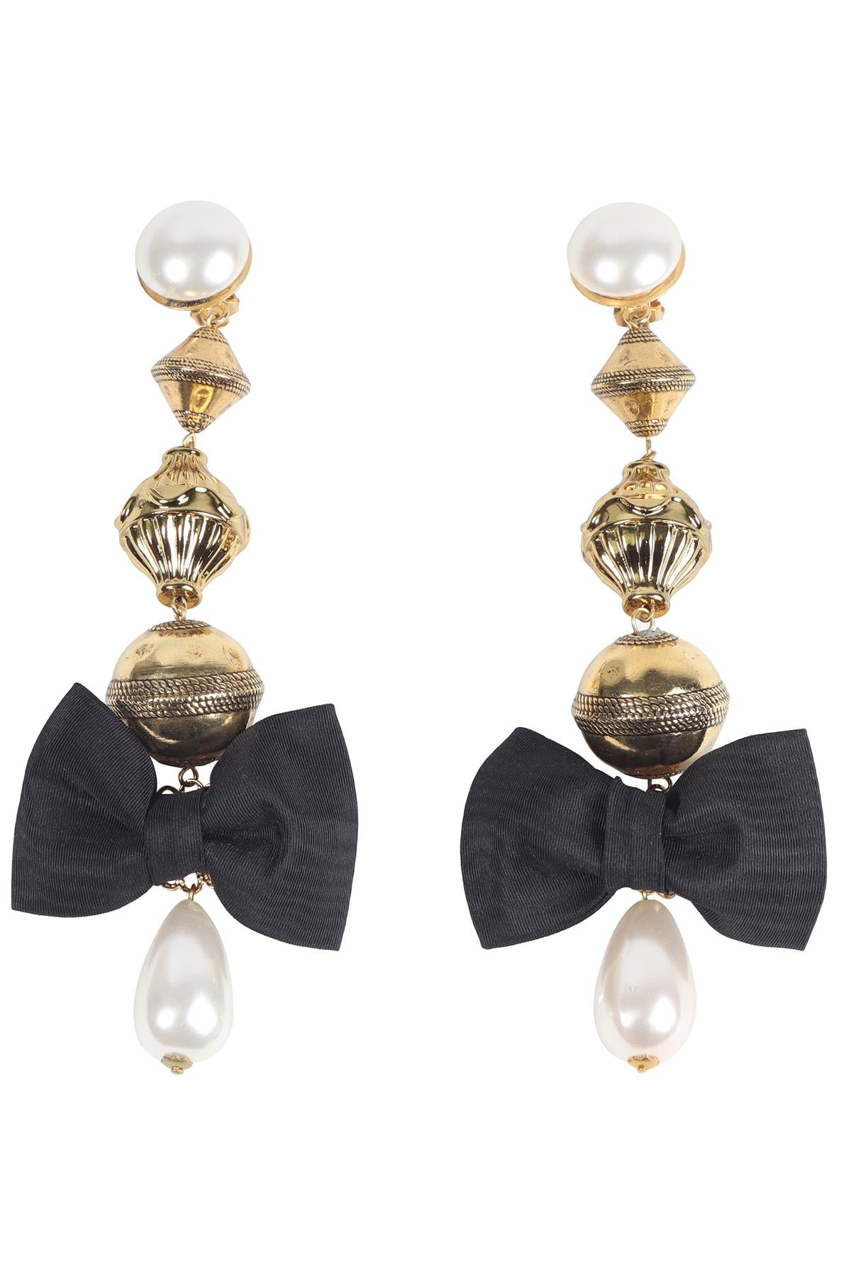ALESSANDRA RICH GOLD TONE AND FAUX PEARL CLIP EARRINGS