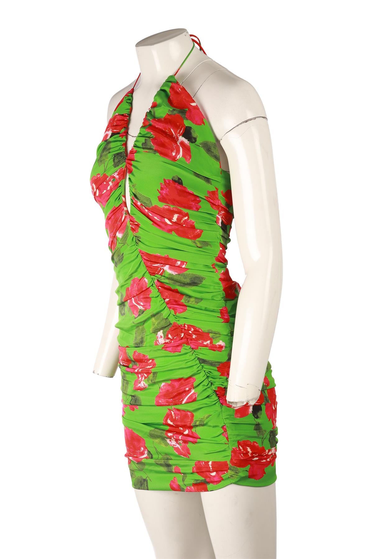 MAGDA BUTRYM GREEN SILK MINI DRESS FR 40 UK 12
