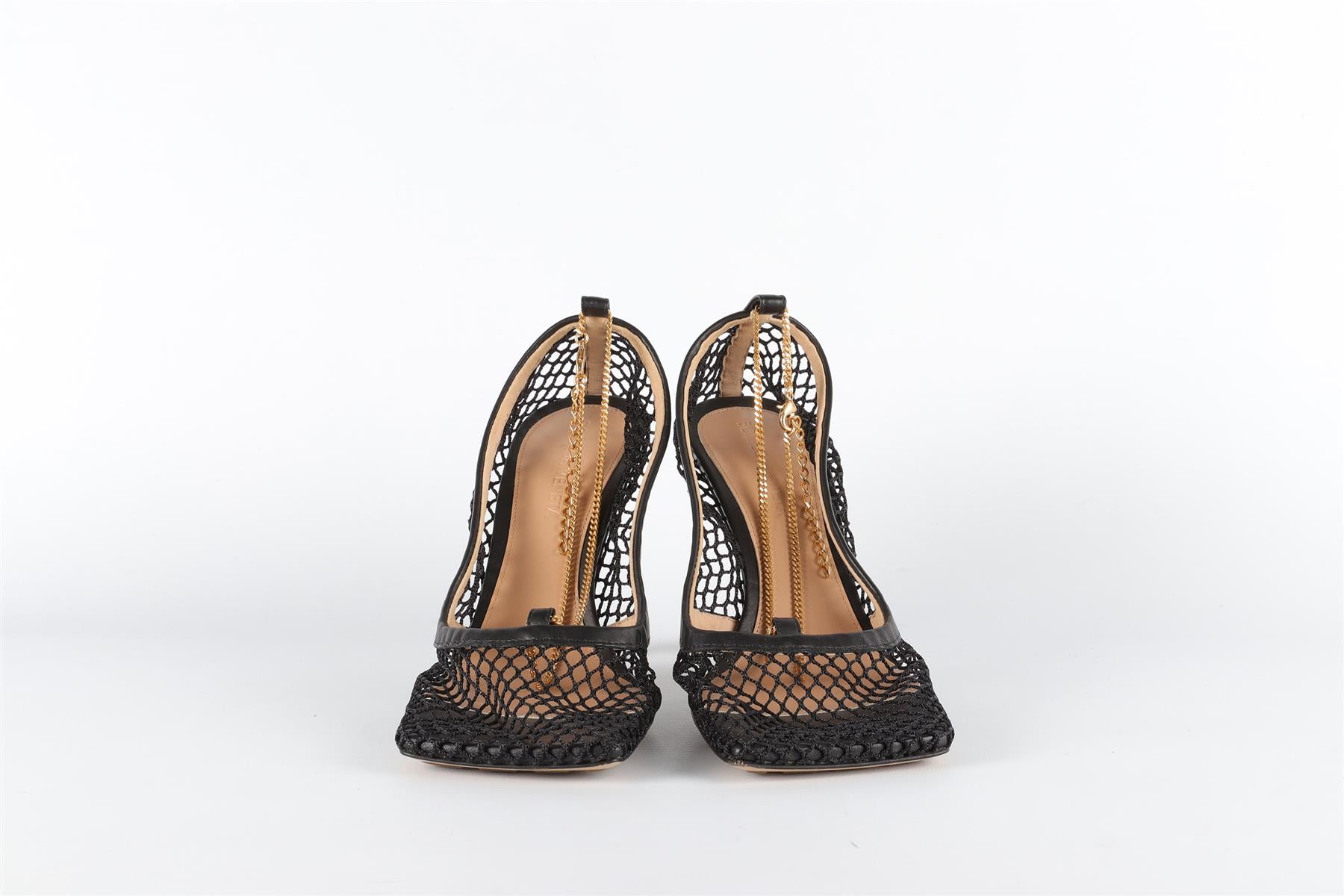 BOTTEGA VENETA BLACK MESH AND LEATHER PUMPS EU 37.5 UK 4.5 US 7.5