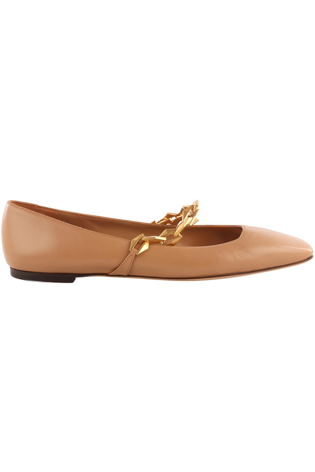 JIMMY CHOO BEIGE LEATHER BALLET FLATS EU 40 UK 7 US 10