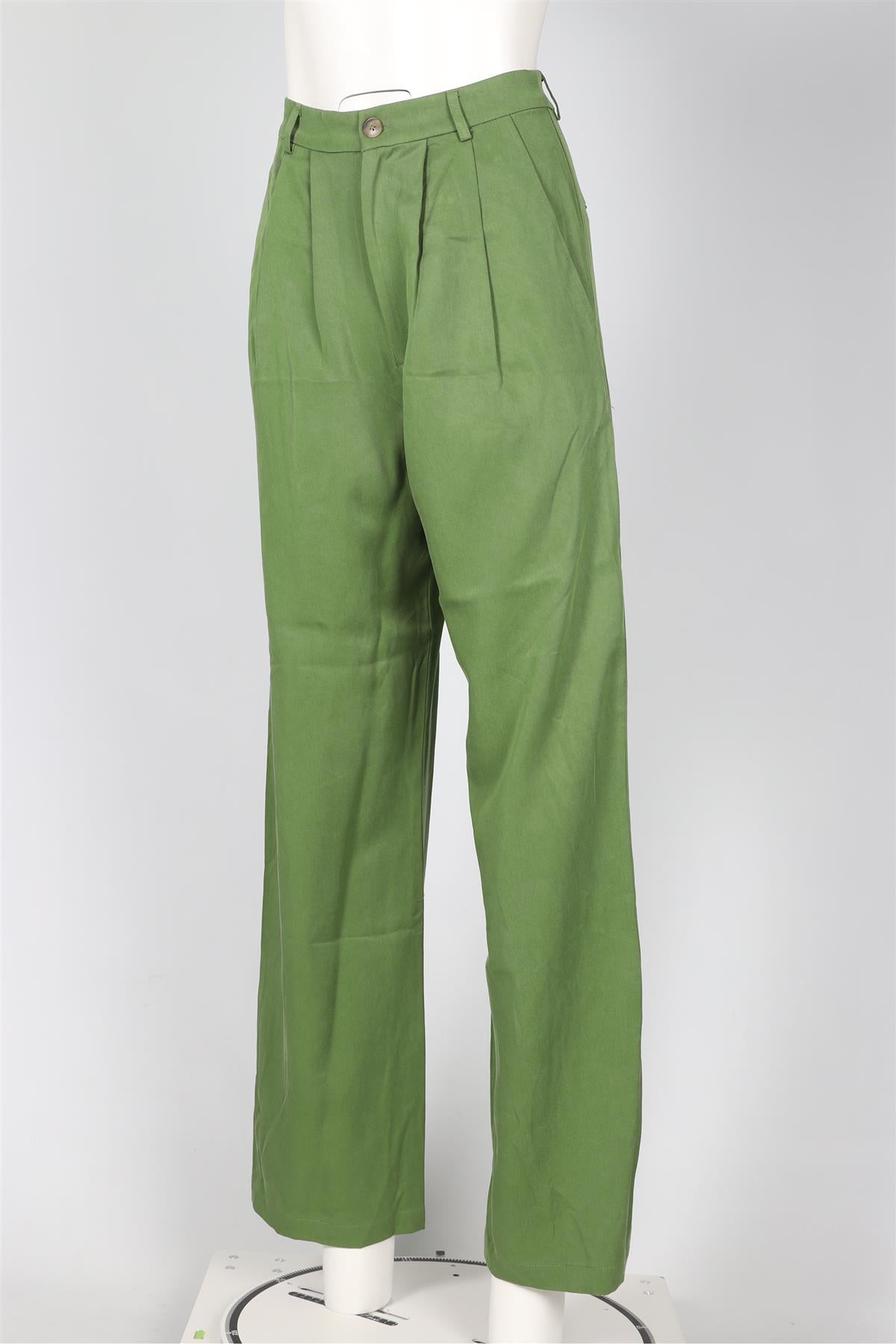 REFORMATION GREEN WOVEN STRAIGHT LEG PANTS US 2 UK 6