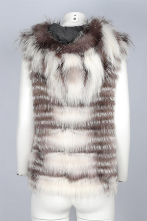 YVES SALOMON GREY FOX FUR GILET FR 34 UK 6