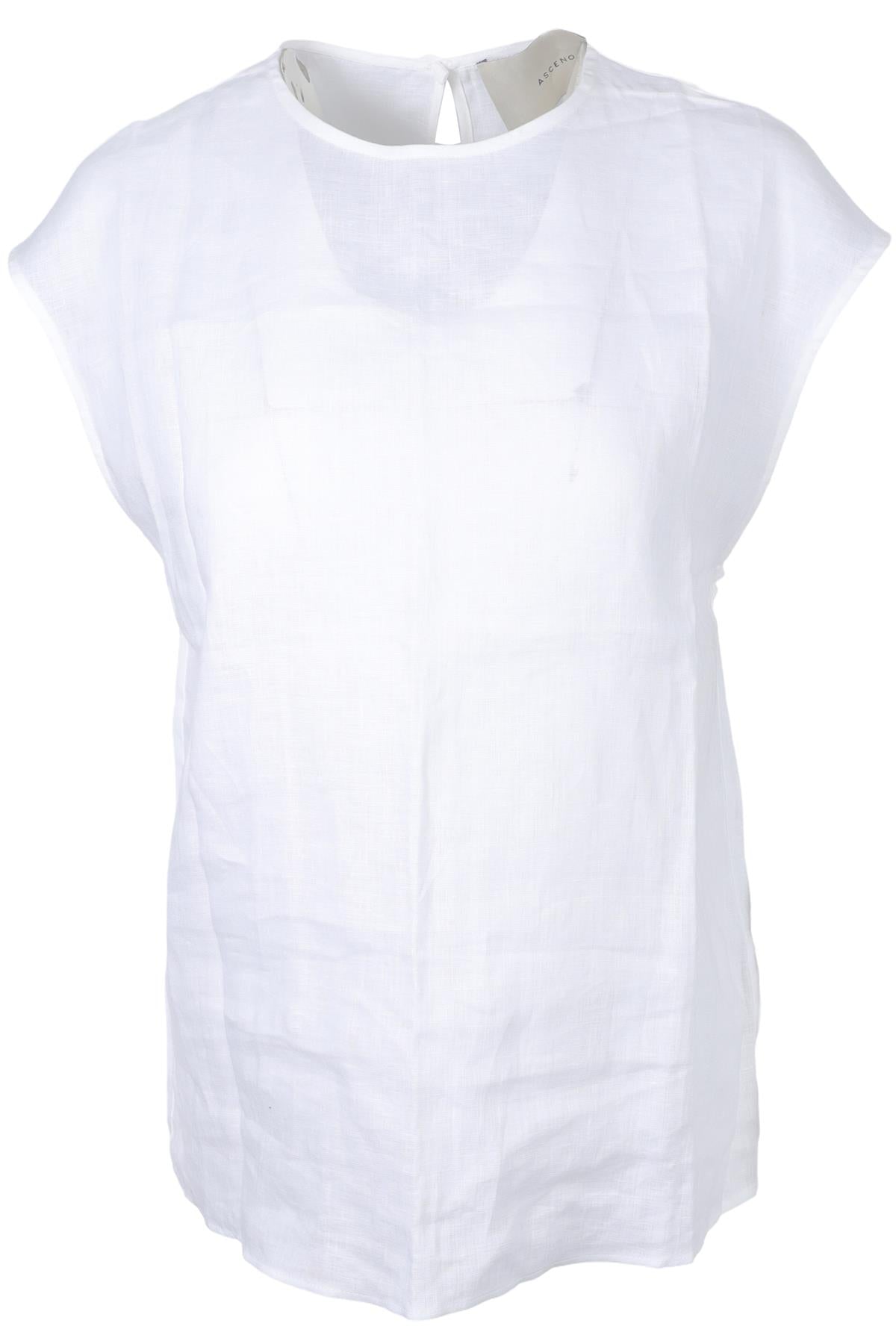 ASCENO WHITE LINEN TOP XSMALL