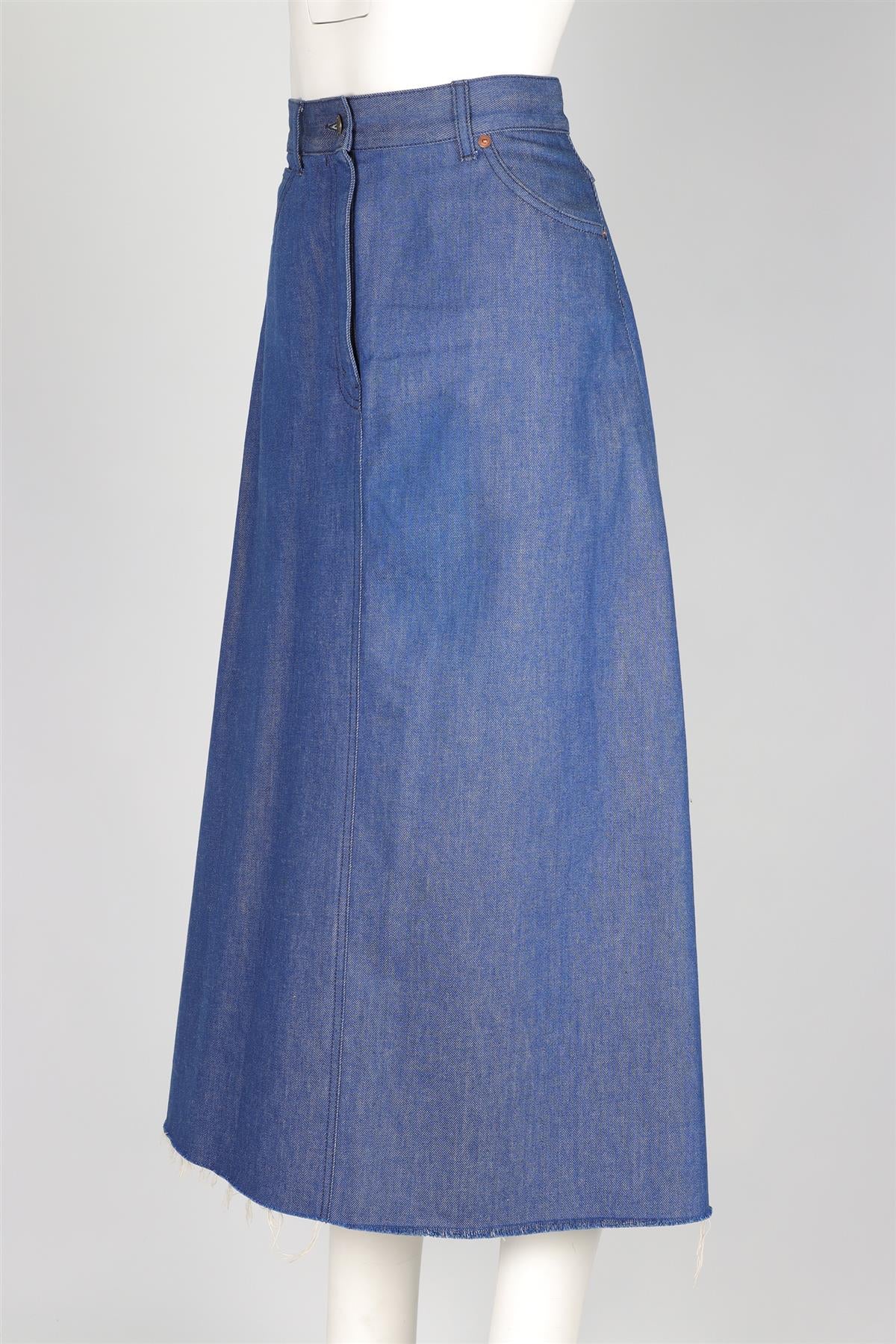 GUCCI BLUE DENIM MIDI SKIRT IT 42 UK 10