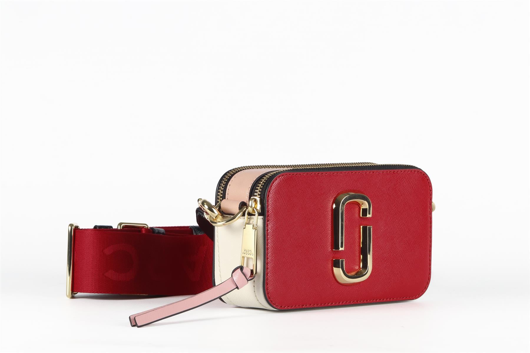 MARC JACOBS RED THE MARC JACOBS SNAPSHOT LEATHER SHOULDER BAG