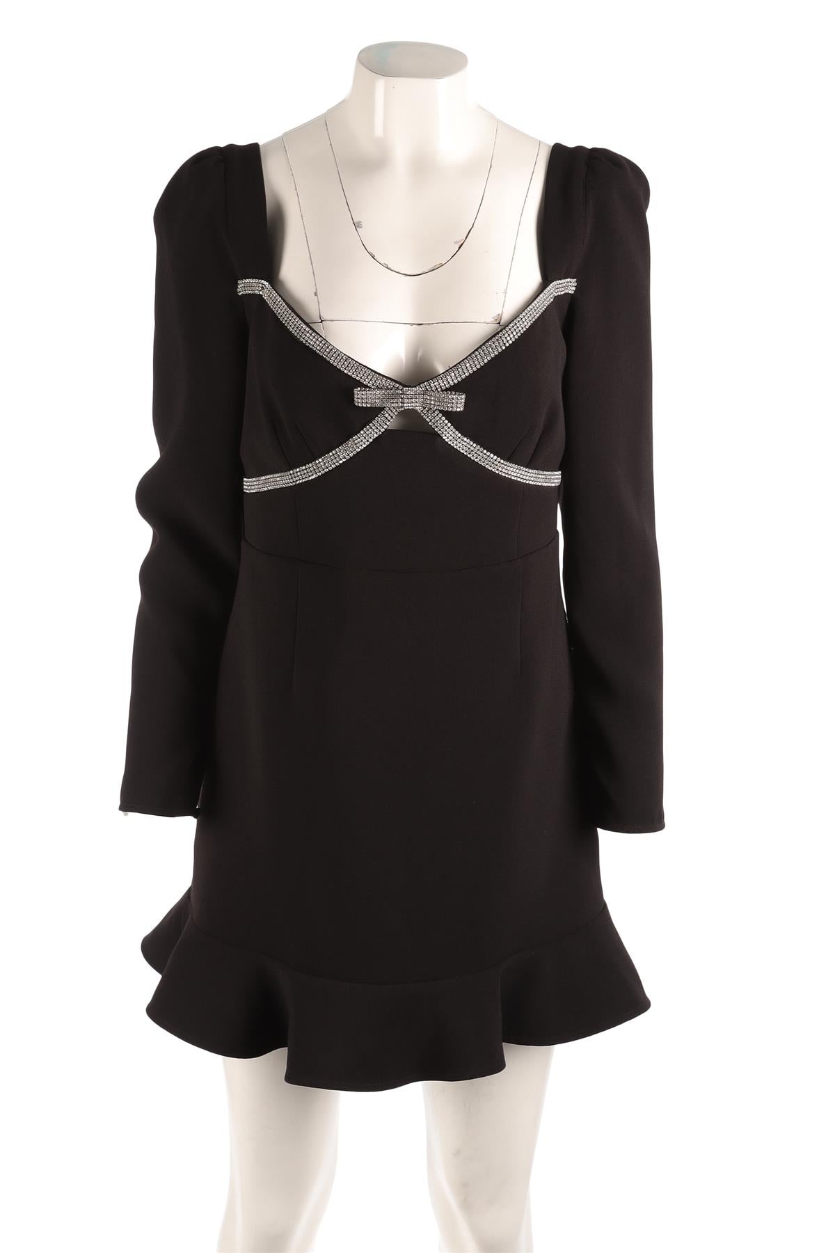 SELF-PORTRAIT BLACK KNIT MINI DRESS UK 14