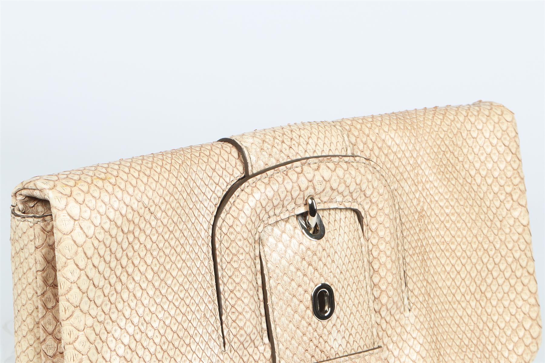 TOD'S BEIGE PYTHON AND LEATHER CLUTCH