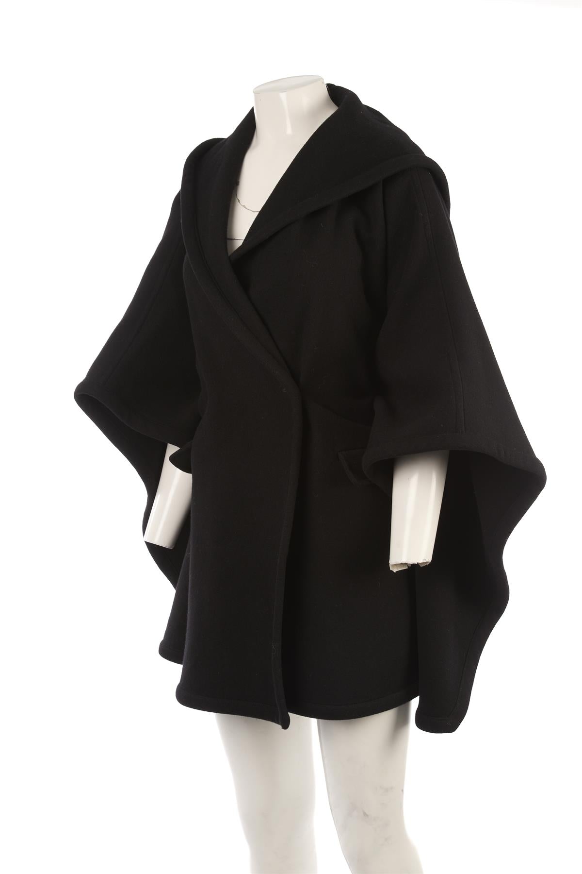 GIVENCHY BLACK WOOL CAPE FR 36 UK 8