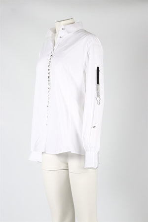 DOLCE & GABBANA WHITE CRYSTAL AND COTTON SHIRT IT 40 UK 8