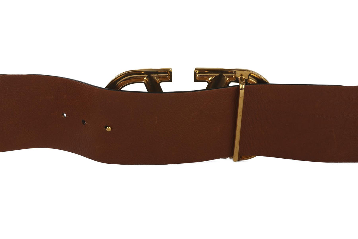 VALENTINO GARAVANI BLACK VLOGO LEATHER WAIST BELT 75CM
