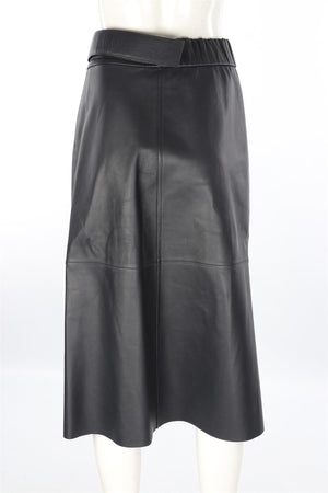 ACNE STUDIOS NAVY LEATHER MIDI SKIRT UK 10