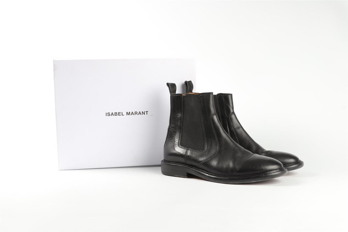 ISABEL MARANT BLACK LEATHER ANKLE BOOTS EU 38 UK 5 US 8