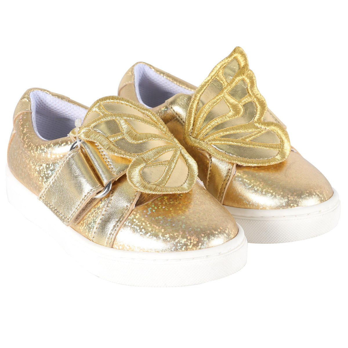SOPHIA WEBSTER GOLD KIDS GIRLS LEATHER SNEAKERS EU 25 UK 8 US 9