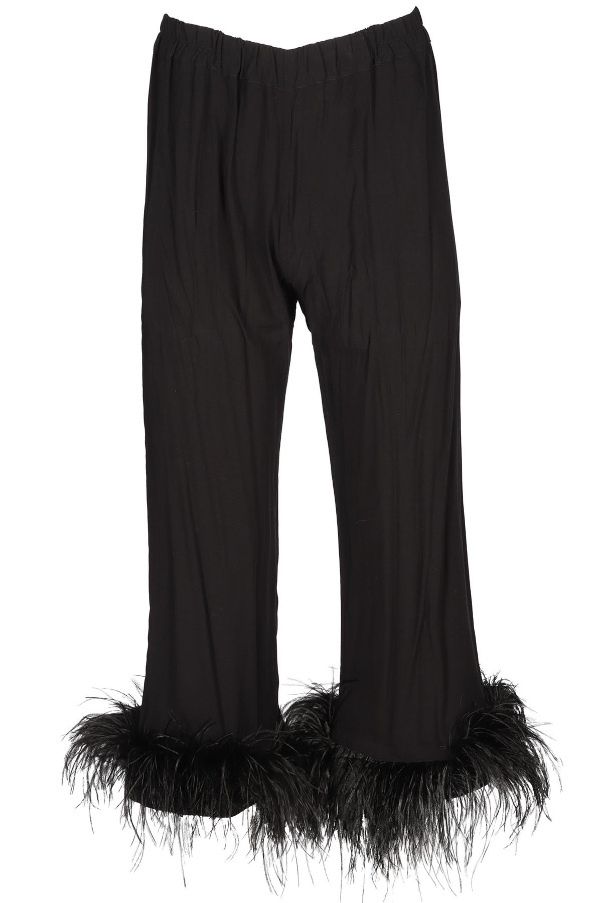 SLEEPER BLACK RAYON WIDE LEG PANTS SMALL