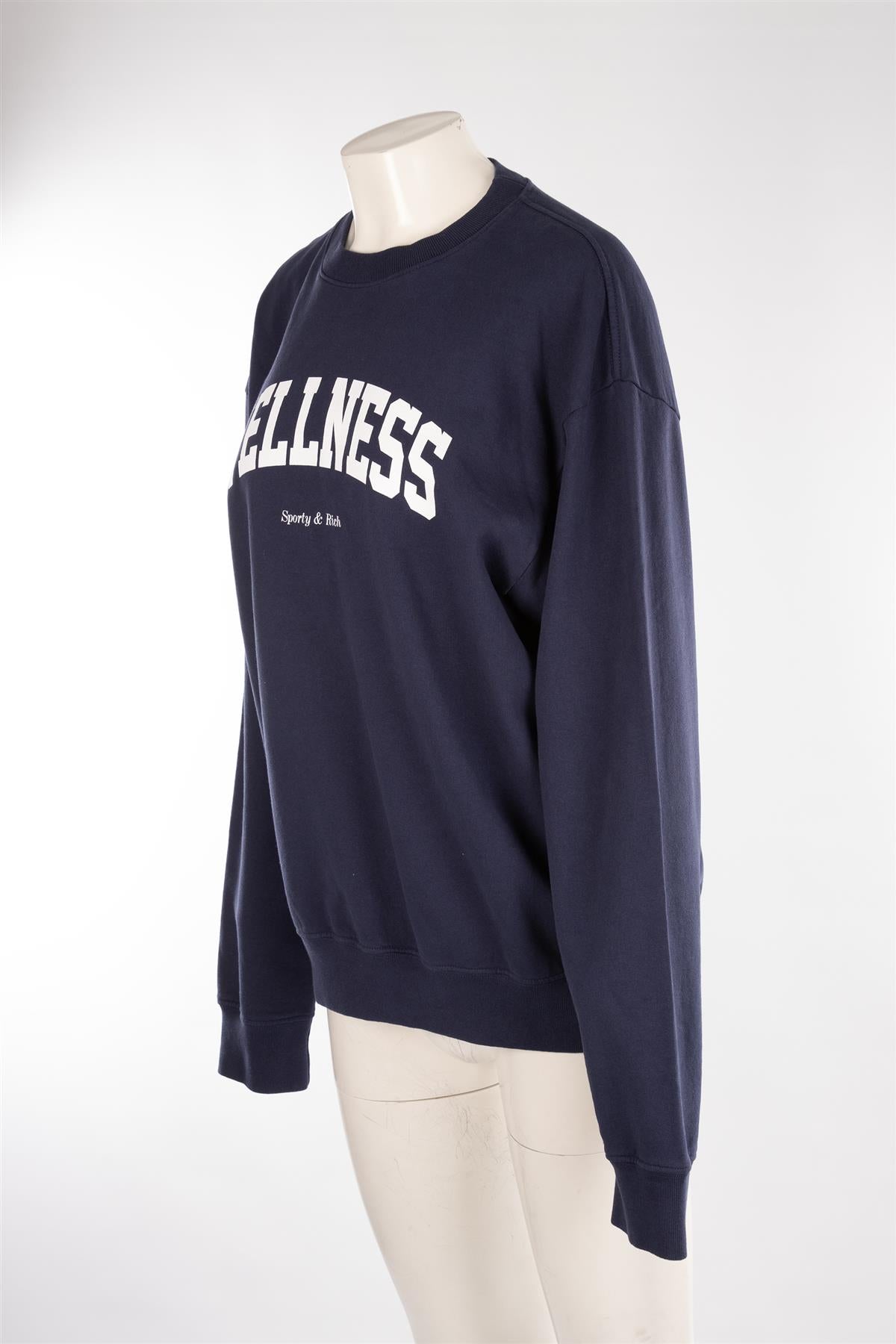 SPORTY & RICH NAVY COTTON SWEATSHIRT MEDIUM