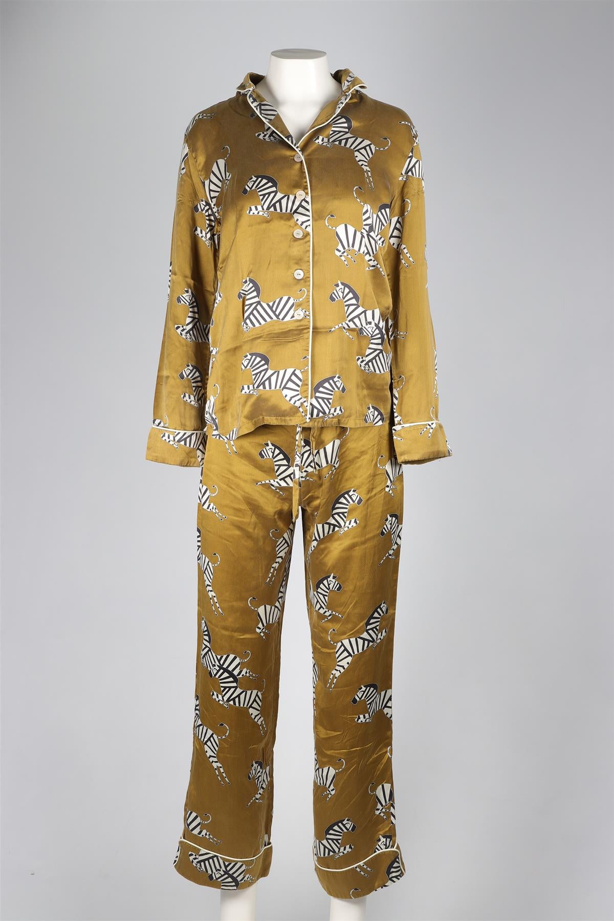 OLIVIA VAN HALLE GREEN SILK PYJAMA SET US 2 UK 6