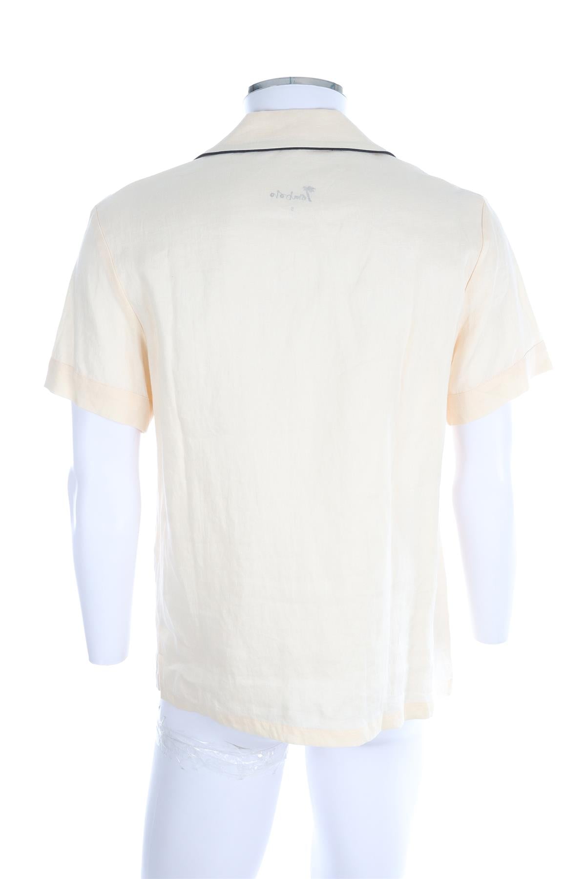 TOMBOLO CREAM MENS LINEN SHIRT SMALL