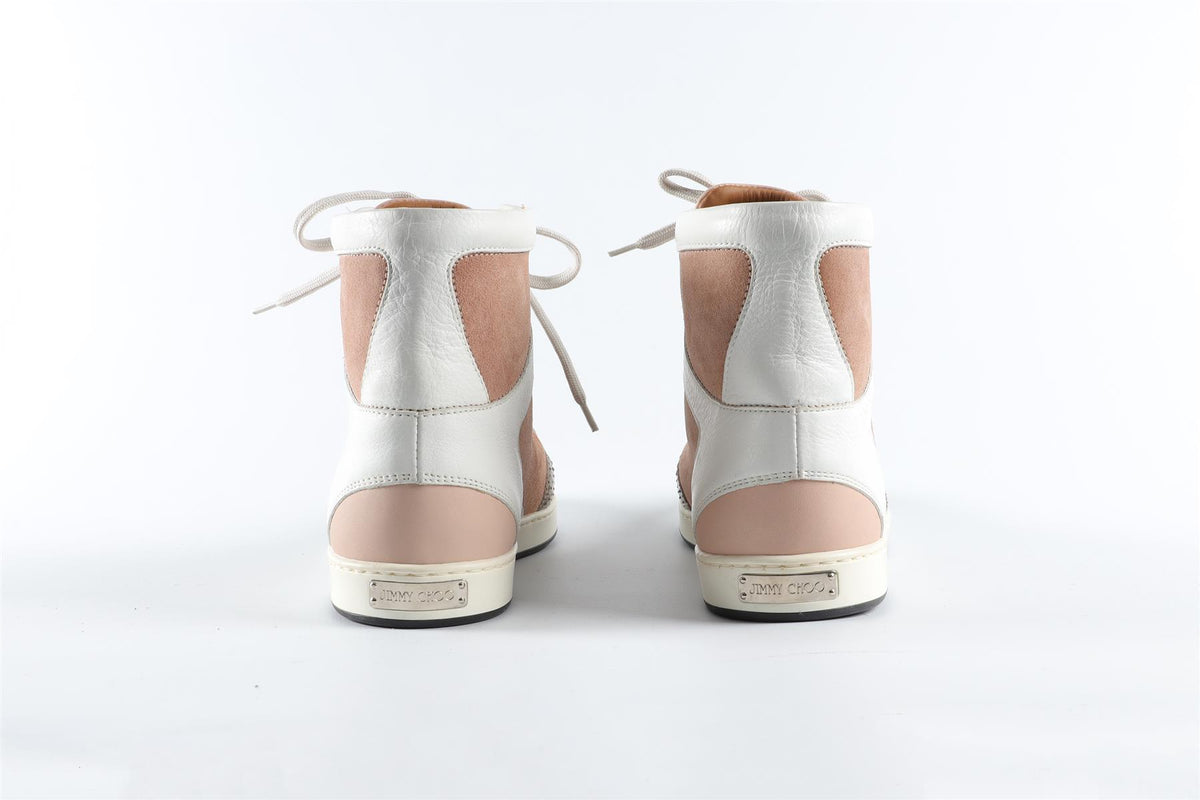 JIMMY CHOO NUDE SUEDE AND LEATHER SNEAKERS EU 38 UK 5 US 8