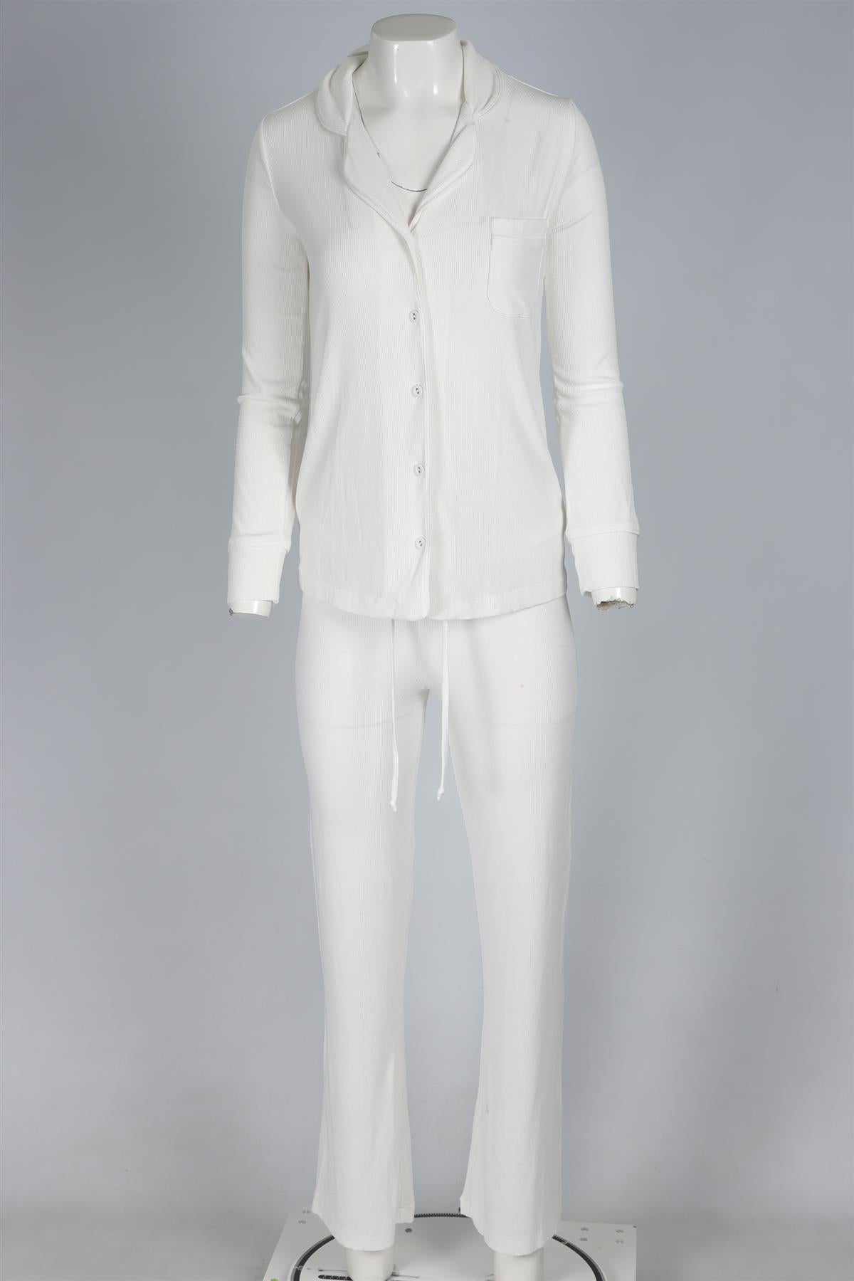 SKIMS WHITE COTTON PYJAMAS XXXSMALL