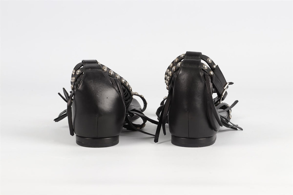 SAINT LAURENT BLACK LEATHER SANDALS EU 39 UK 6 US 9