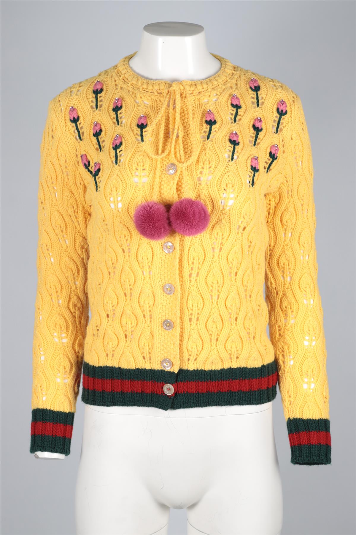 GUCCI YELLOW WOOL CARDIGAN SMALL