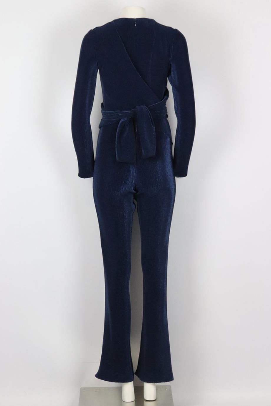 GALVAN LONDON PLUNGING PLISSÉ CREPE JUMPSUIT UK 8