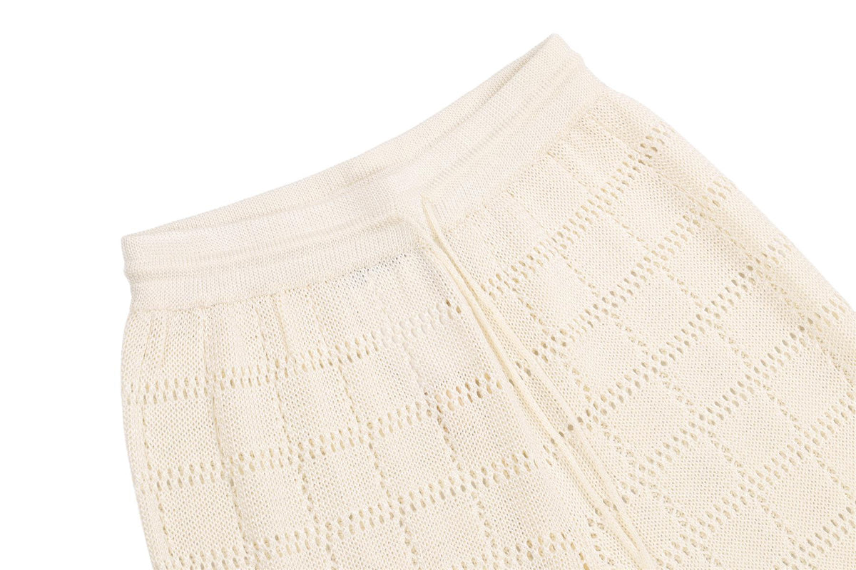 CALLE DEL MAR CREAM KNIT WIDE LEG PANTS SMALL