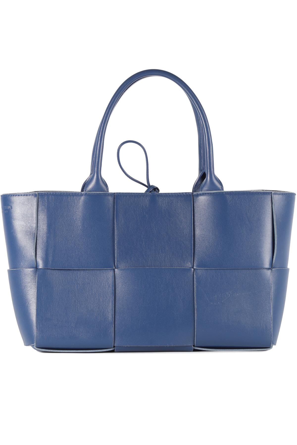 BOTTEGA VENETA NAVY ARCO INTRECCIATO LEATHER TOTE BAG