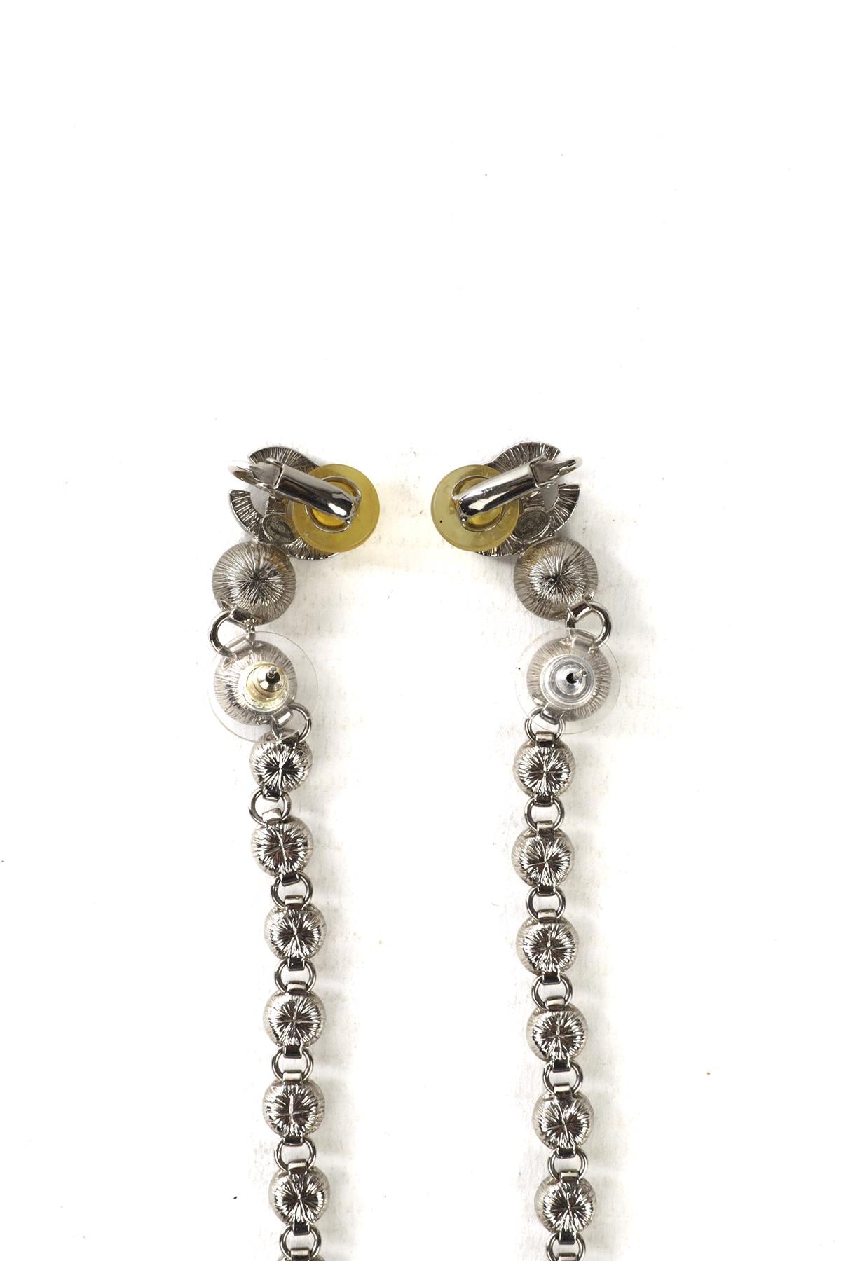 CHANEL SILVER 2023 CC CRYSTAL EARRINGS