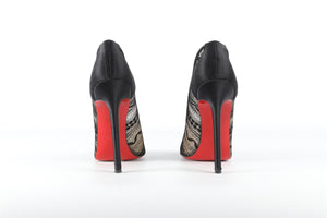 CHRISTIAN LOUBOUTIN BLACK DORISSIMA MESH PUMPS EU 38 UK 5 US 8