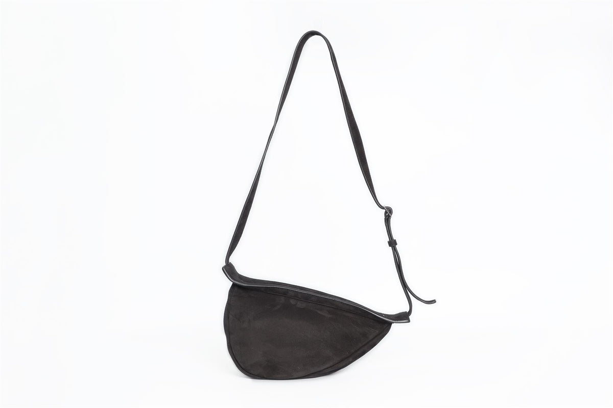 THE ROW BLACK SLOUCHY BANANA SMALL SUEDE SHOULDER BAG