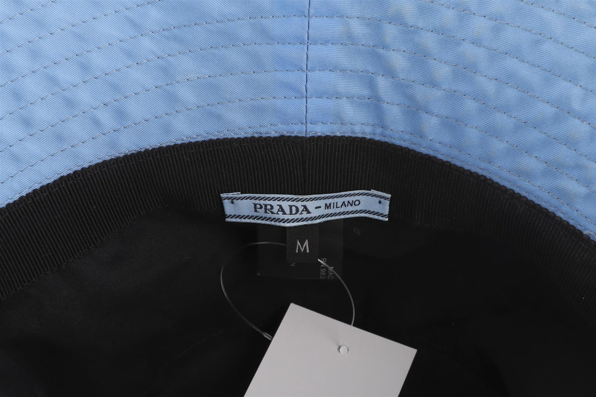 PRADA BLUE RE-NYLON BUCKET HAT MEDIUM